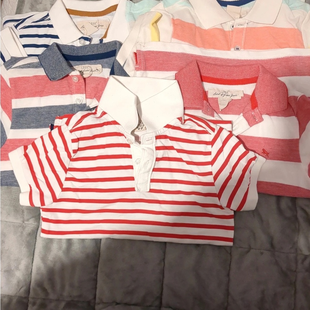 Red and White Striped Kids Polo Shirt
